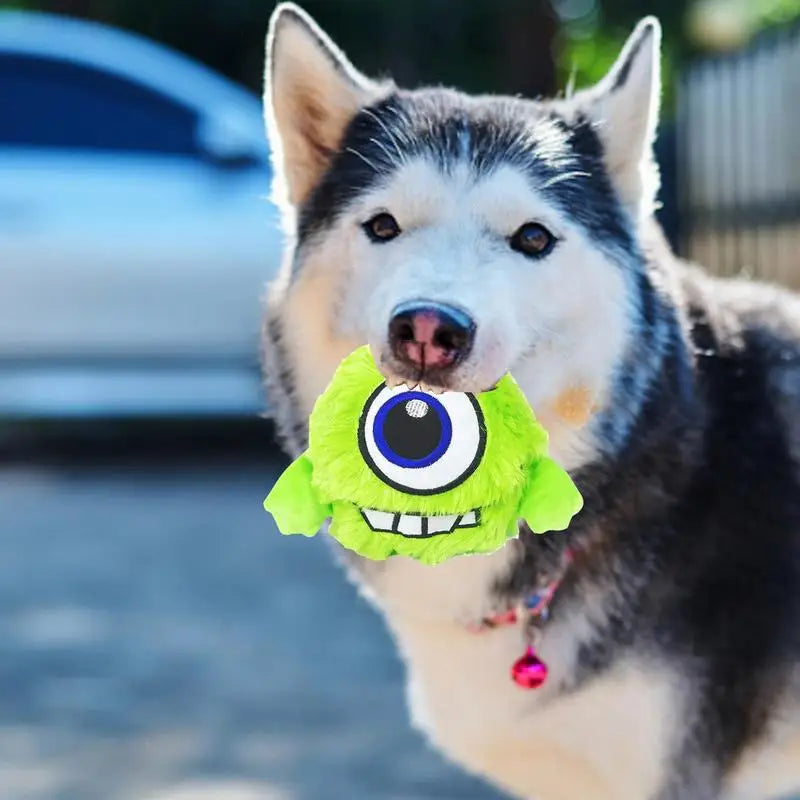 Dog Plush Toy Squeaky Bouncing Puppy Teething Balls Interactive Stuffed Bite Toys With 3 Batteries For Cats Pets Calming Fetch