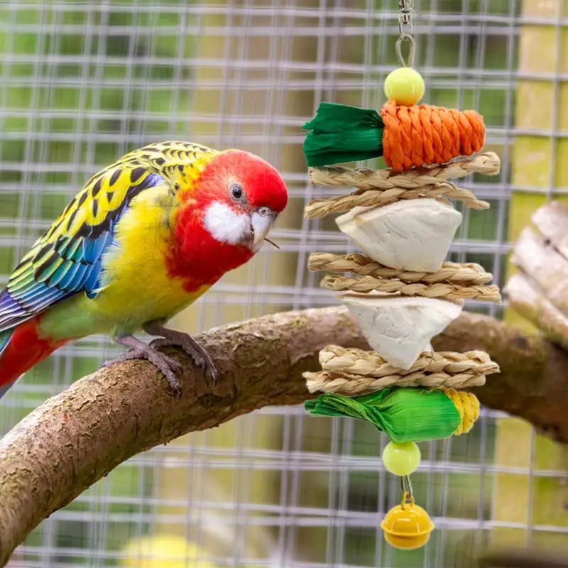 Bird Chew Toys Parrot Teething Toy Cuttlefish Bone Chewing Toys Braided Carrots Molar Stone Cultivate Foraging Instincts Molar