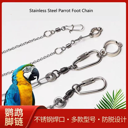Stainless Steel Bird foot Chain Parrot Anti-flying Traction Rope Bird Feet Bracelet Alloy Foot Ring Pet Bird Training Leash