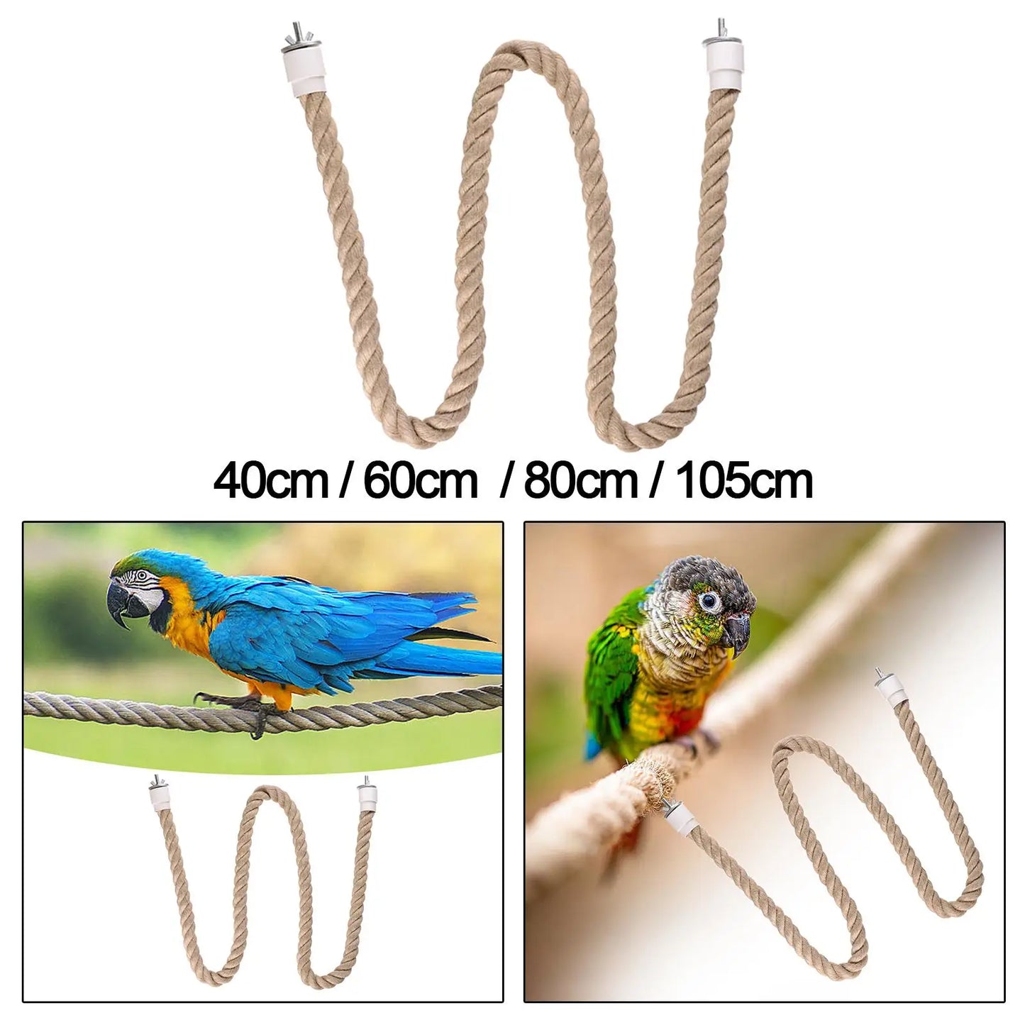 Parrot Rope Parrot Cage Toy Bird Perch Stand Bird Parrot Chewing Toy for Parakeet Conures Cockatiels Budgie Primary Color