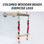 CAWAII KENNEL Pet Bird Swing Toy Wooden Parrot Perch Stand Playstand with Chewing Beads Cage Playground for Budgie Birds