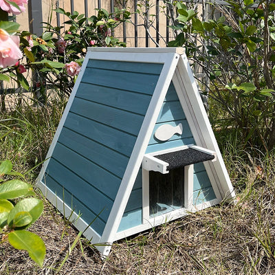 Indoor and outdoor cat house Feral cat nest rain proof and sunscreen cat villa wood cat cage warm outdoor cat shelter