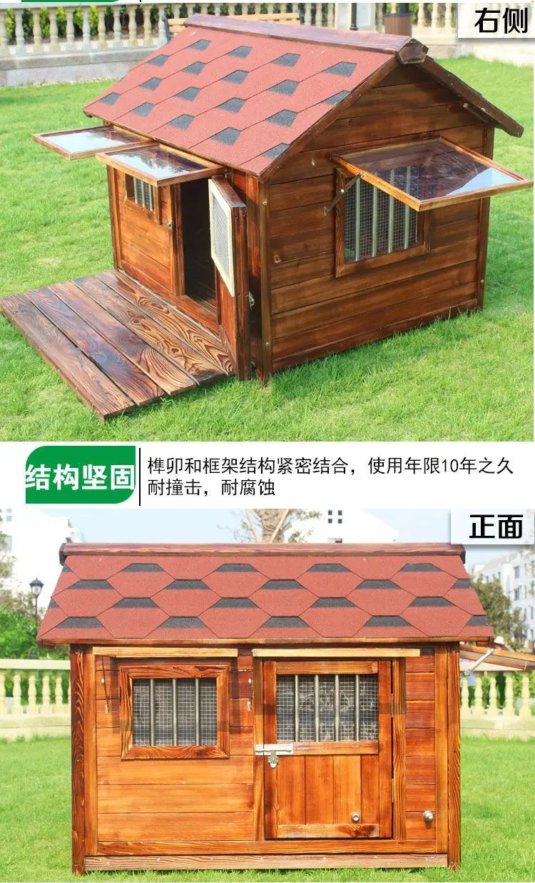 Outdoor Solid Wood Labrador Kennel Waterproof Small Medium Large Dog Cage Golden Retriever Teddy Kennel