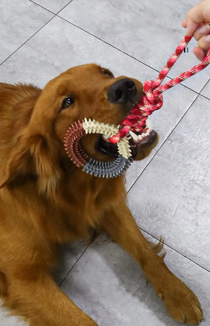 Interactive Training Dog Toys for Small Medium Dogs Rubber Spiked Ring with Rope Chewing Toys Dog Teeth Cleaning Pet Supplies