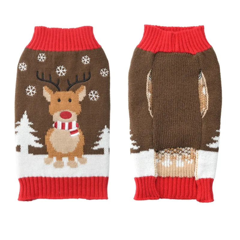 Christmas Dog Clothes Winter Dog Sweater Knitted Warm Coat Pet Clothing for Small Medium Dogs Costume Striped Print Dog Pullover