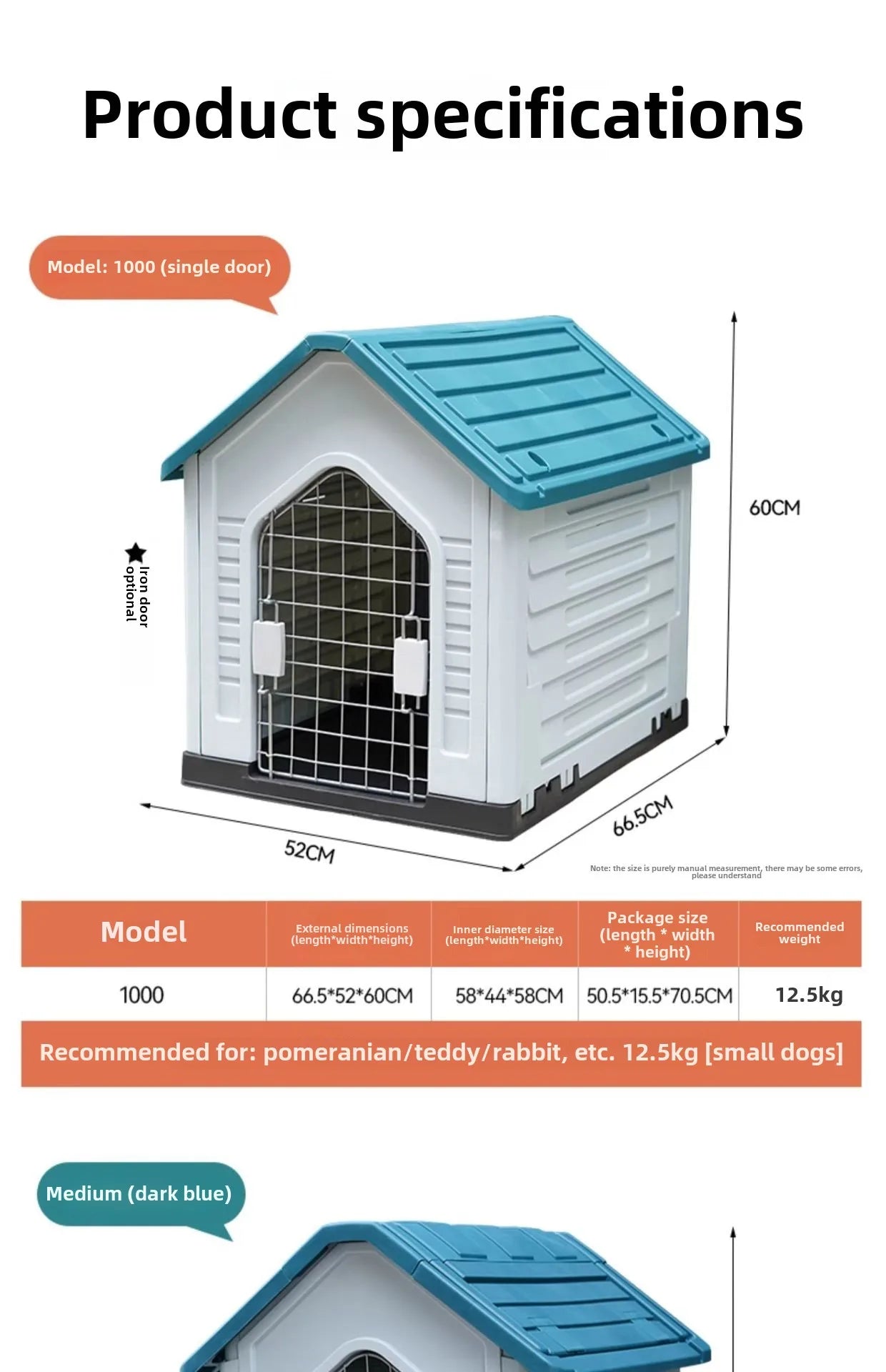 New Dog House Outdoor Waterproof Kennel All Seasons Indoor Dog House Outdoor Rainproof Sunscreen Medium and Large Dogs.