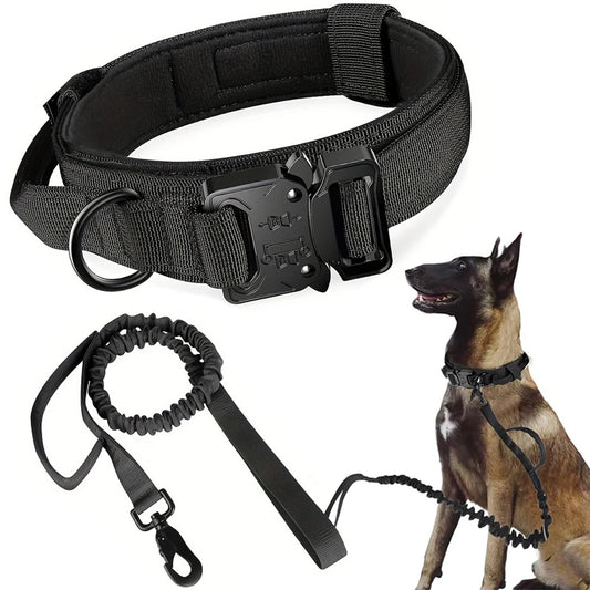 Tactical Dog Collar Leash Nylon Walking Training Pet Collar Set for Medium Large Dogs German Shepherd Dog Collar with Handle