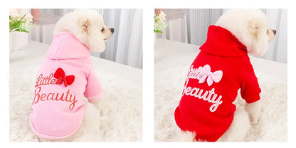 Fleece Lined Dog Hoodies Cute Girl Dog Sweatshirt Spring Winter Doggie Clothes Puppy Coat with Hat Pet Apparel for Small Dogs