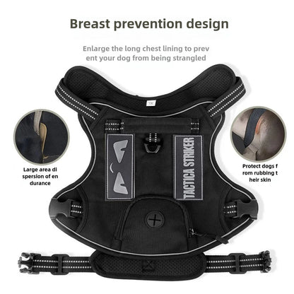Pet Chest Strap Dog Tactical Chest Back Outdoor Medium Large Dog Vest Explosion proof Punching Traction Rope