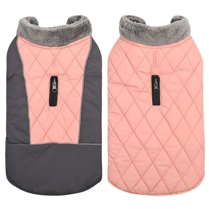 Warm Fleece Collar Dog Coat Jacket Double-Sided Winter Dog Coat Waterproof Puppy Clothing For Small Medium & Large Dogs Supplies