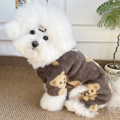 Winter Warm Fleece Dog Jumpsuit Pet Dog Clothes for Small Dogs Autumn Four Legs Pajamas Plush Dog Coat Chihuahua Poodle Costumes