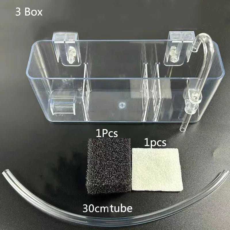 3in1 Fish Tank External Filter Box Plastic Filter Dry and Wet Separation Small Silent External Suspend Aquarium Drip Overflow