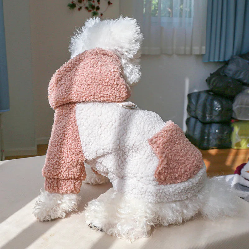 Thicken Warm Sherpa Fleece Dog Coat Winter Dog Clothes for Small Medium Dogs, Puppy Hooded Sweater Yorkie Chihuahua Pet Apparel