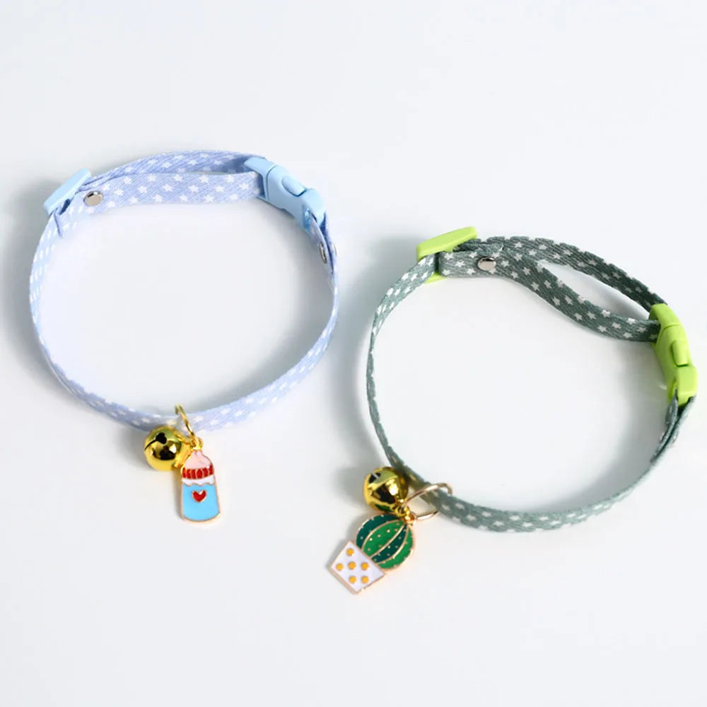 Pet Supplies Accessories for Cats Adjustable Cat Necklace for Kitten Puppy Small Dog Cat Breakaway Bell Collar with Cute Pendant