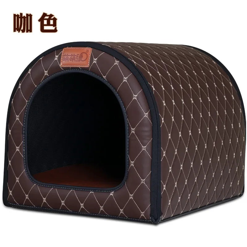 Kennel Winter Warm Waterproof Removable Washable Closed House Kennel Villa Small Dog Corgi Law 11 Pet Nest