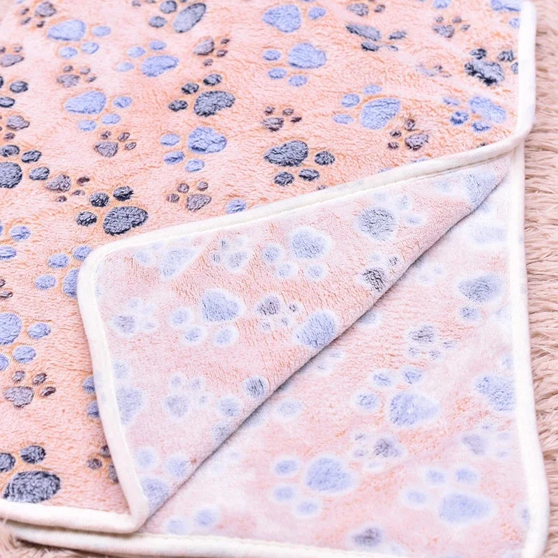 Soft Flannel Fleece Cat Dog Blanket Bed Mats Paw Foot Print Warm Pet Blanket Sleeping Beds Cover Mat For Dogs Cats Pets supplies