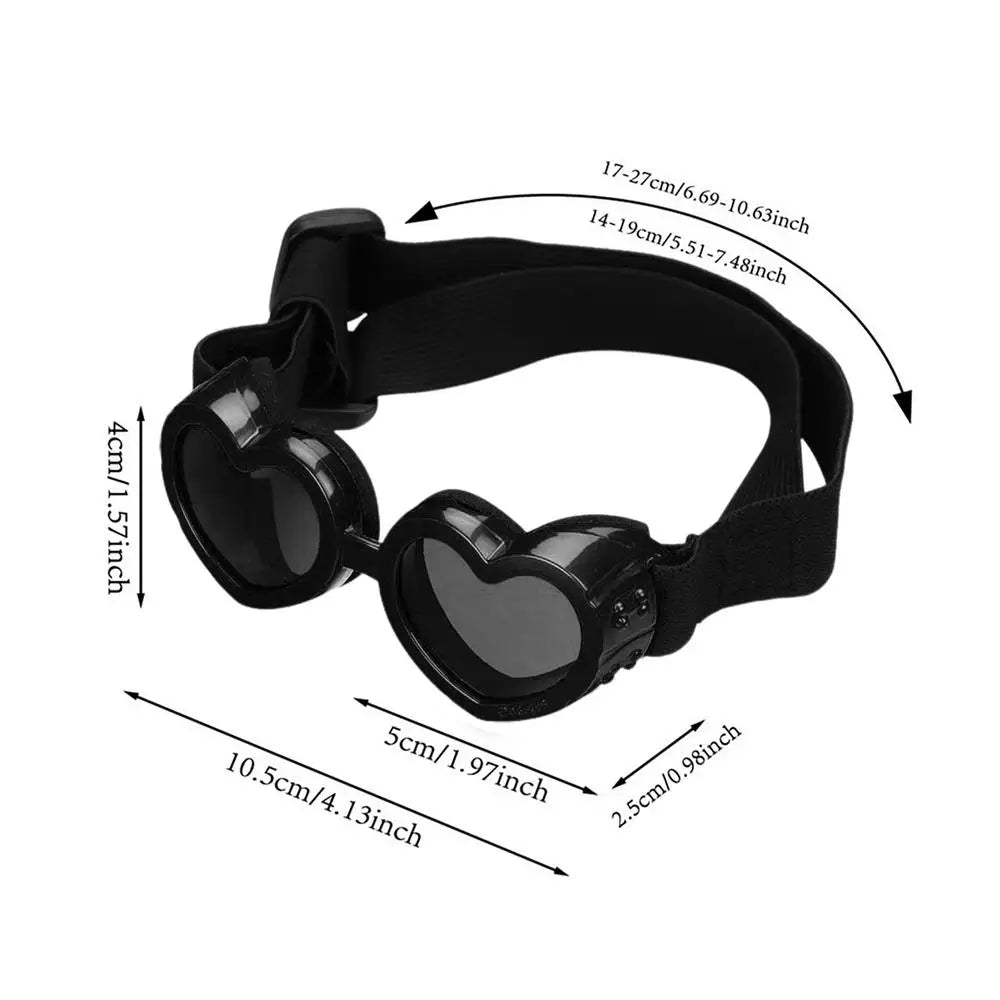 Heart-shaped Dog Sunglasses UV Protection Sun Glasses With Adjustable Strap Anti-Fog Goggles  Puppy Outdoor Eyes Protections