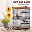 Pet Scene Large 3-Tier Pet Enclosure with WPC Frame and Iron Wire Button Closure Rabbit Hutch Cat Cage Ferret Kennel for Pets