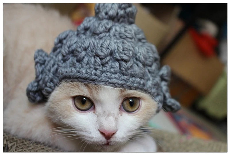 Winter Cosplay Buddha Pet Dog Hat Ginger Ear Protective Head Wear for Small Puppy New Year Lace Up Yorkshire Cat Accessories