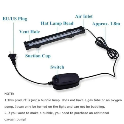 Fish Tank LED Bubble Light Colorful Light With Aquarium Remote Control Color Changing Bubble Light LED Diving Light Fish Tank