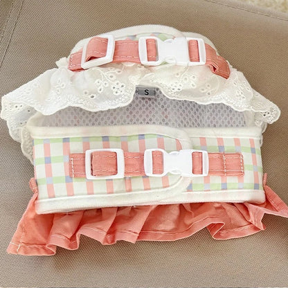 Cute Animal Lace Pet Vest Harness Handmade Lattice Vest for Small Dogs Bichon Frise Princess Summer Clothes Leash Accessories