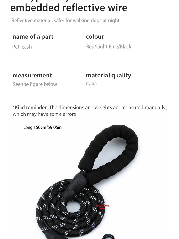 Reflective Dog Leash with Padded Handle - Durable Dual Traction Rope for Strong Dogs - Boost Safety and Control