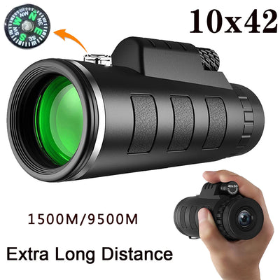 10x42 HD Powerful Portable Monocular Telescope BAK4 Prism for Outdoor Travel Camping,Hiking,Hunting,Bird watching, Holiday Gifts