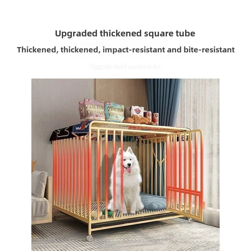 Dog cage Medium and large dog household Dog cage with toilet Square pipe Bold reinforcement Villa indoor Golden Retriever Labrad