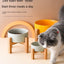 1800ml Big Dogs Bowl Double Ceramic Elevated Pet Food Water Feeders Small Medium Large Dog Feeding Supplies with Wooden Stand