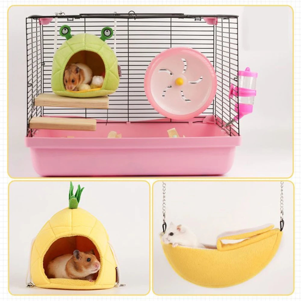 Cute Hamster Bird Cage Hammock Winter Warm Little Pet House Home for Sugar Glider Chipmunks Parrot mascotas Sleeping Bags Beds