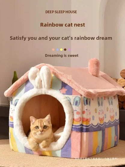 The kennel is universal in all seasons, the house type is small, the dog can be dismantled and washed, the dog house cat litter