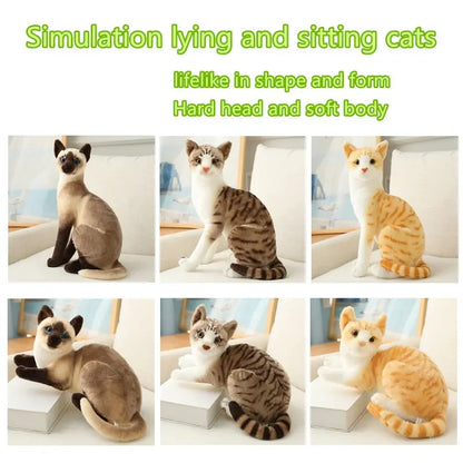 Stuffed Siame Cats Plush Toy 20/25cm Simulation American Shorthair Cute Cat Pet Toys Lifelike Home Decor Birthday Gift