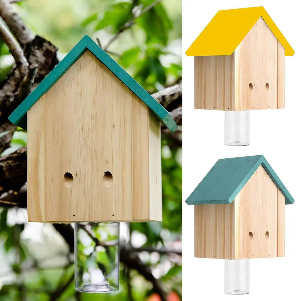 Wood Bee Traps for Outside Natural Cabin Style Carpenter Bees Traps for Outdoors Bee Catchers for Outside Hang from Eaves Deck