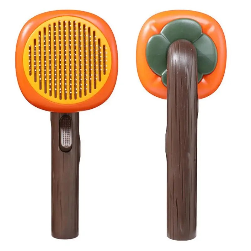 Cat Deshedding Brush Cat Brush For Shedding Curved Comb Teeth Brush With Release Button Portable Pet Massage Brushes For Massage