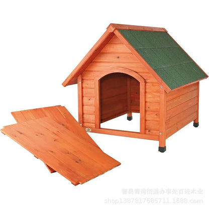 Wooden pet kennel dog real wood house outdoor solid wood carbonization four-season universal house kennel pet house can be deter