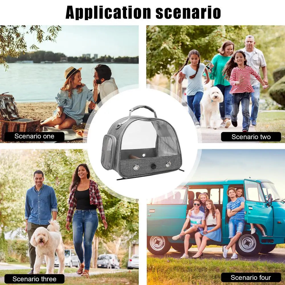 Bird Carrier Bag Travel Bird Backpack Cage Pet Transparent Travel Cage Organizer for Birds Small Pets Hamsters Rabbits Parrots