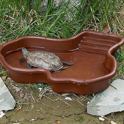 Reptile Tub Reptile Bathing Pool With Ramp And Basking Platform Aquarium Ornament For Turtle Bearded Dragon Gecko For Balcony