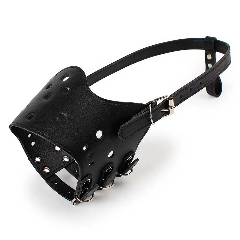 Dog Muzzle Leather Comfort Secure Anti-Barking Muzzles for Dogs Breathable and Adjustable Dog Muzzle Allows Drinking and Eating