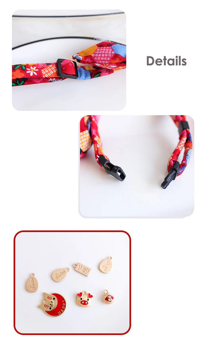 Cute Japanese Print Pet Dog Collars Bunny Ears Shaped Necklace for Cats Spring Decorate Puppy Supplies Neck Wear Cat Accessories