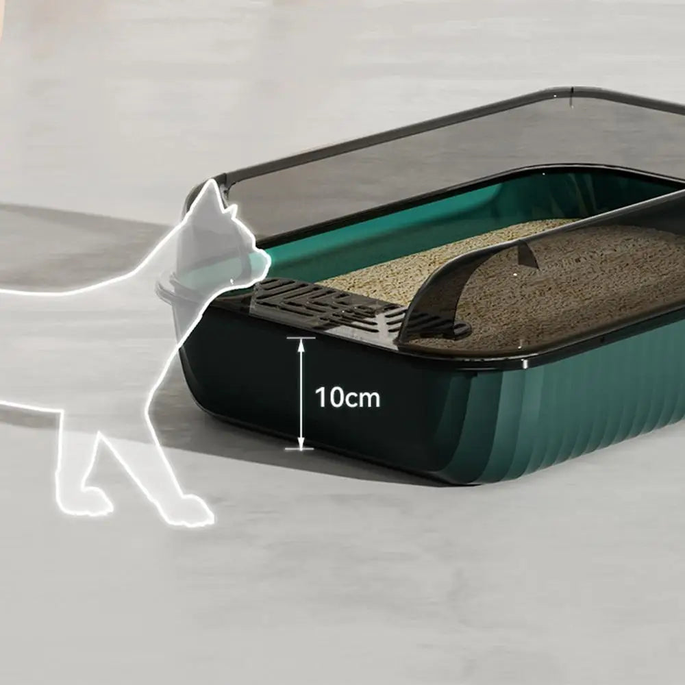 Cat Litter Box Large Pet Litter Box with Scatter Shield Open Top Pet Toilet High Sided Cat Poop Box Pet Cleaning Boxes