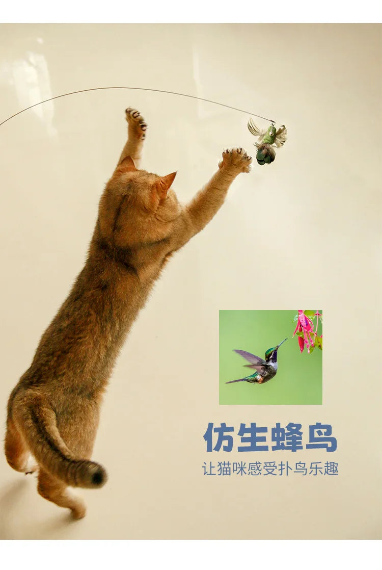 New Handfree Bird/Feather Cat Wand with Bell Powerful Suction Cup Interactive Toys for Cats Kitten Hunting Exercise Pet Products