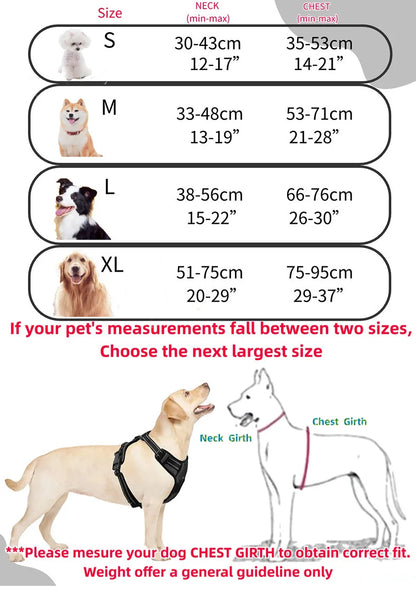 Pet Dog Harness for Medium Large Dogs, Adjustable Reflective No-Choke Padded Pet Vest Harness with  Front Clip Control Handle