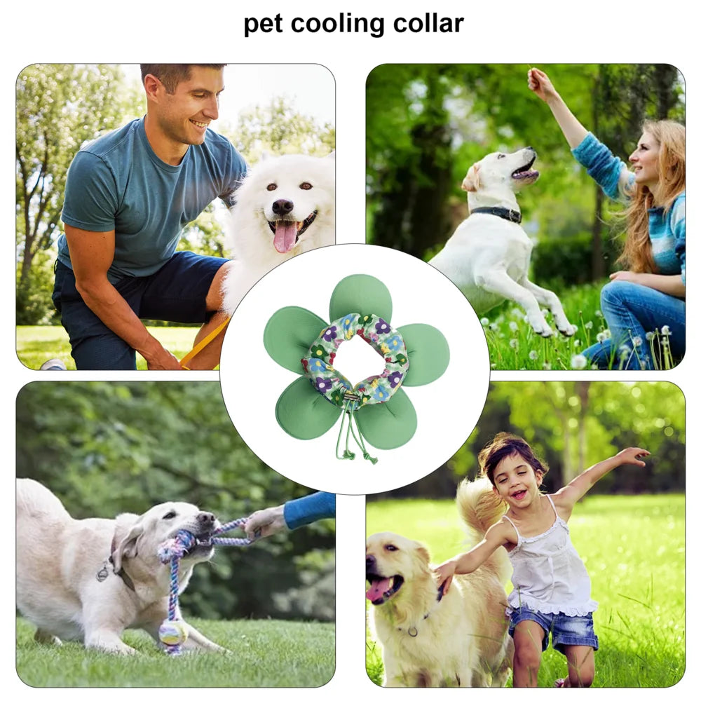 Dog Cooling Bandana Pet Summer Cool Neck Collars Cooling Reusable Petal Shape Adjustable Dog Neck Wrap For Bulldog Summer Hot