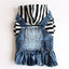 Spring Autumn Dog Clothes Dog Jeans Dress for Small Medium Dogs, Fashion Pet Denim Jacket Stripe Shirt Hooded Coat Puppy Skirts