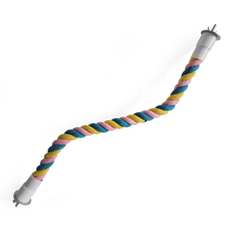 Pet Bird Bite Toys Parrot Color Cotton Rope Toys Elastic Parrot Climbing Toys Sturdy Bird Swing Harness Cage Pet Toy Swing Stand