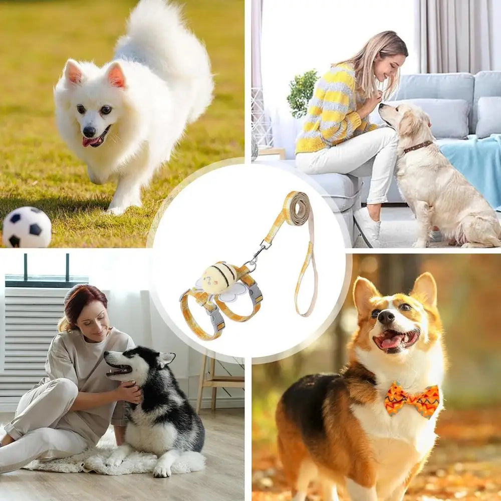 Dog Harness with Strap Pet Walking Strap Set Dog Walking Tool with Adjustable Buckles for Traveling Picnic Going Out Camping