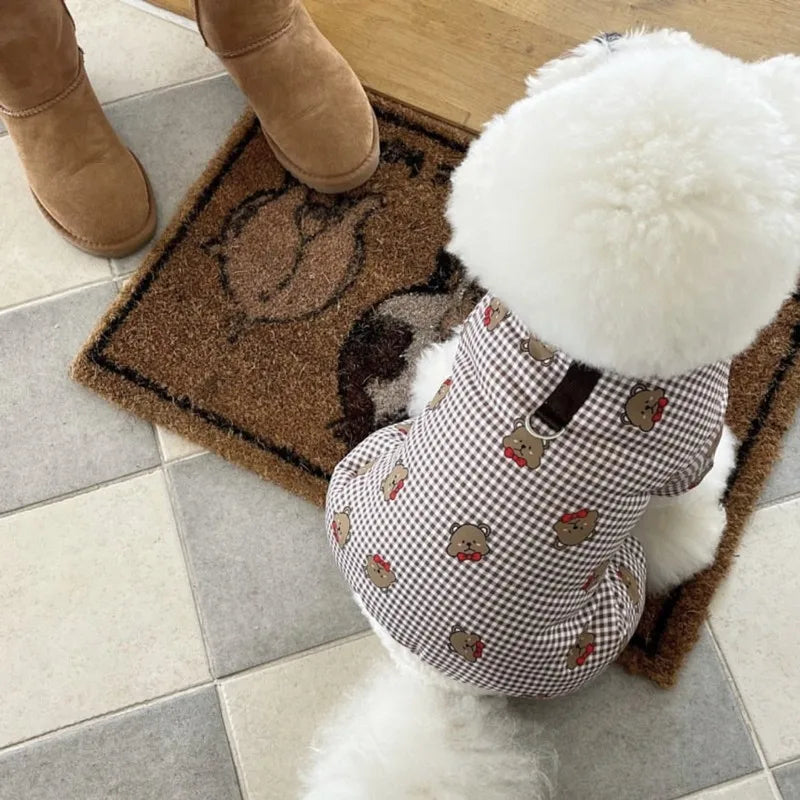 Waterproof Dog Warm Jacket Bear Print Winter Dog Coat Cotton Four Legged Dog Clothes Chihuahua Poodle Bichon Puppy Accessories