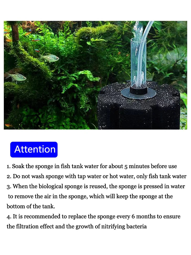 Aquarium Bio-Sponge Filter Air Pump Biochemical Filtration Noiseless Foam Bio Sponge Filter For Aquarium Fish Tank Accessories