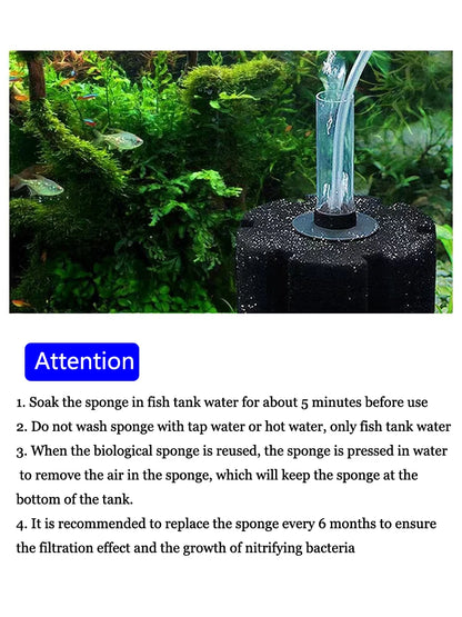 Aquarium Bio-Sponge Filter Air Pump Biochemical Filtration Noiseless Foam Bio Sponge Filter For Aquarium Fish Tank Accessories