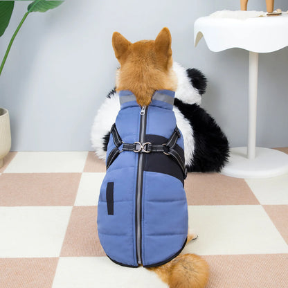 Reflective Dog Coat with Harness Winter Dog Fleece Coat Cold Weather Clothes Zipper Dog Harness Jacket for Medium Large Dogs